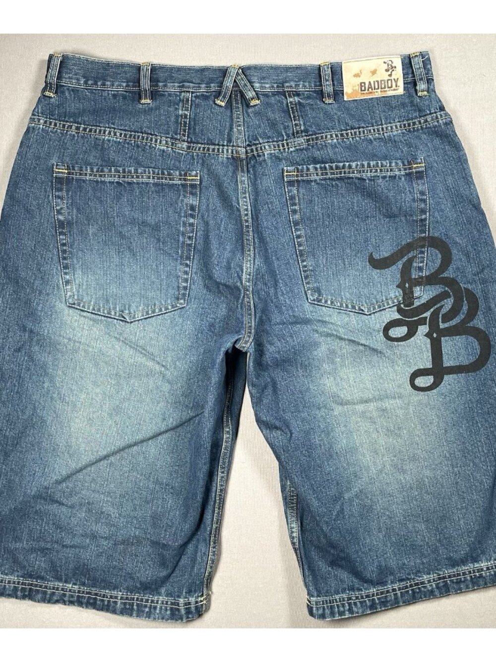 Bad Boy Vintage Skater Baggy Blue Denim Jean Shorts Inseam 15" - Men Size 38